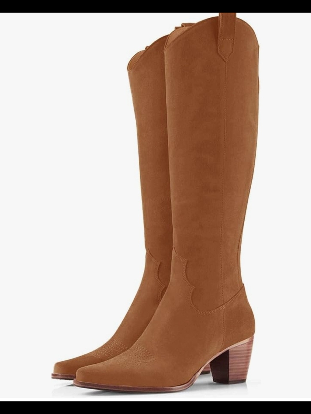 Rilista sz 9.5 Women Cowboy Knee High Boots Chunky Block Heel Square Toe Tall Ri